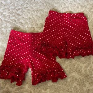 Adorable Essentials red polka dot ruffle shorts
